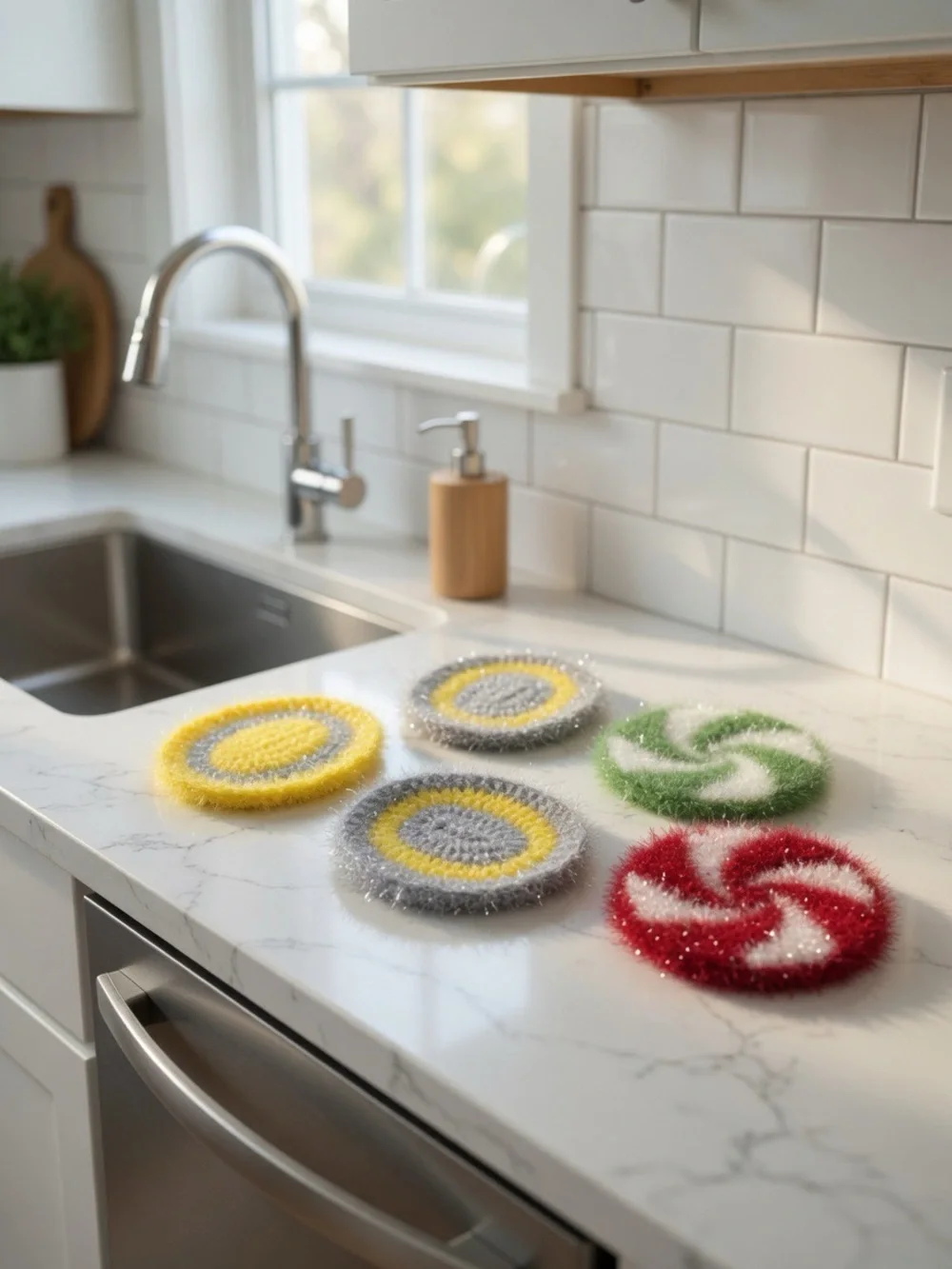 Colorful Sparkle Kitchen Scrub Pads - Pack of 5